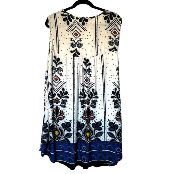 ICE SILK Womens 2XL Sleeveless Silky Pleated Tank Tunic Dress Boho Floral Hippie - Picture 2 of 8